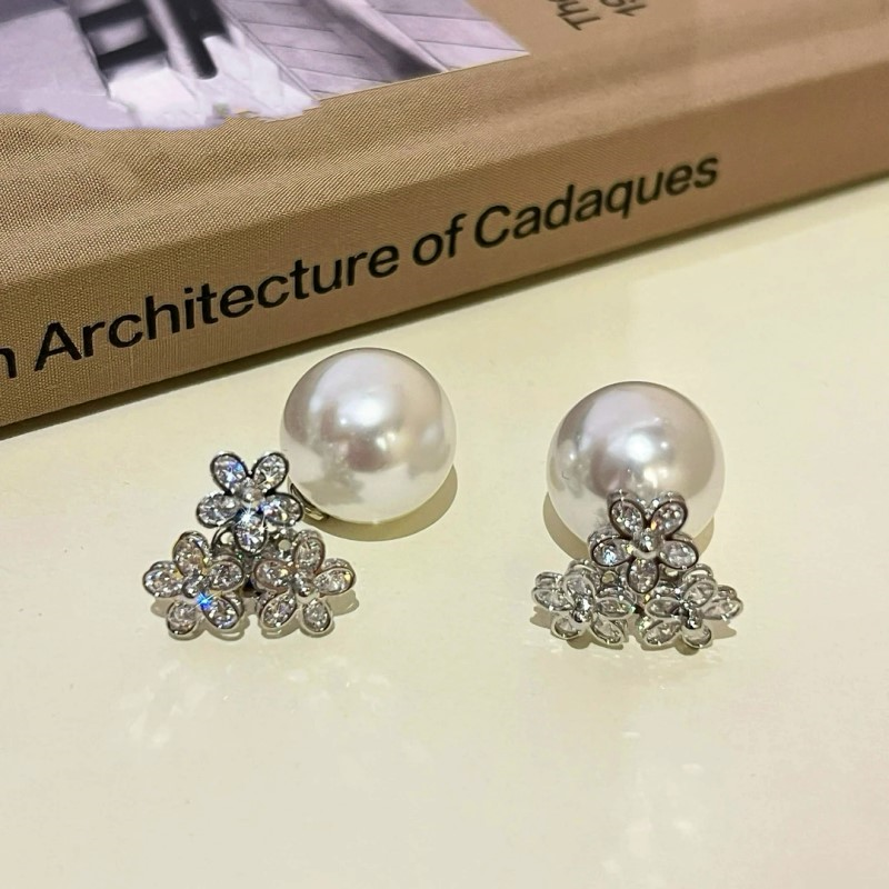 14K Gold-plated Zircon Flower Jacket Earrings