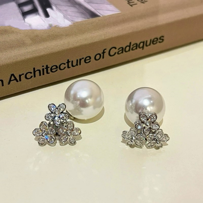 14K Gold-plated Zircon Flower Jacket Earrings