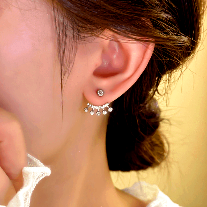 14K Gold-plated Zircon Front And Back Earrings