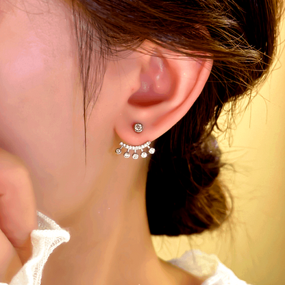 14K Gold-plated Zircon Front And Back Earrings
