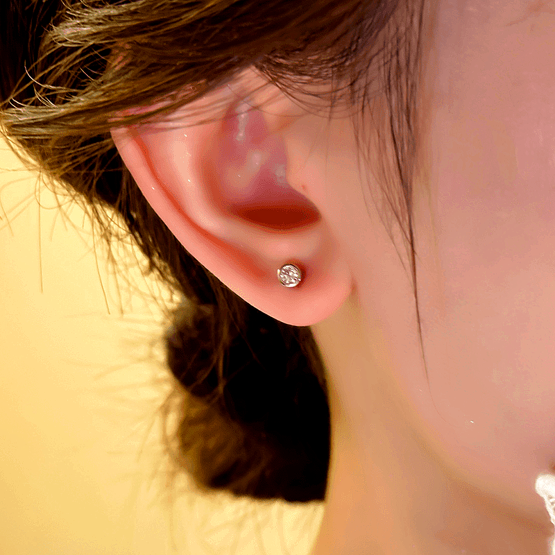 14K Gold-plated Zircon Front And Back Earrings
