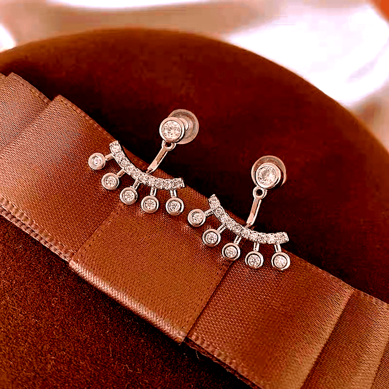 14K Gold-plated Zircon Front And Back Earrings