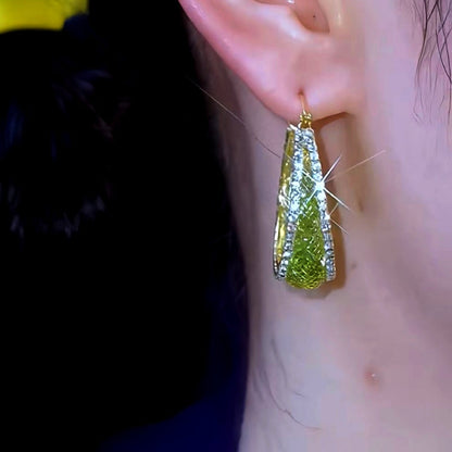 14K Gold-plated Zircon Geometric Round Earrings