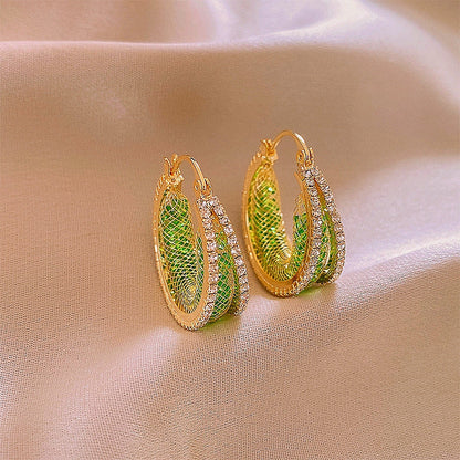 14K Gold-plated Zircon Geometric Round Earrings