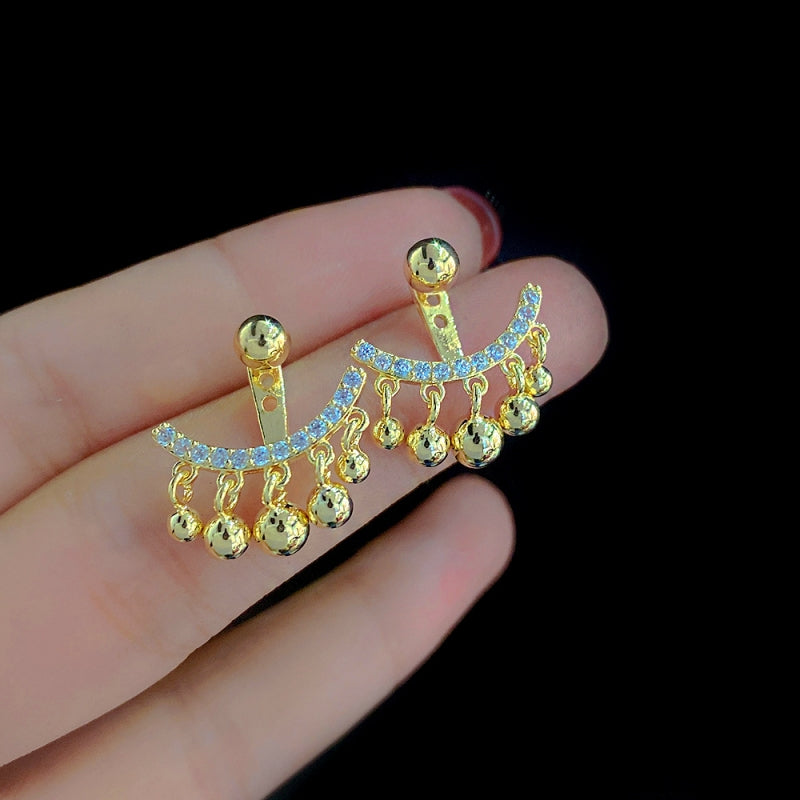 14K Gold-plated Zircon Half-Circle Earrings
