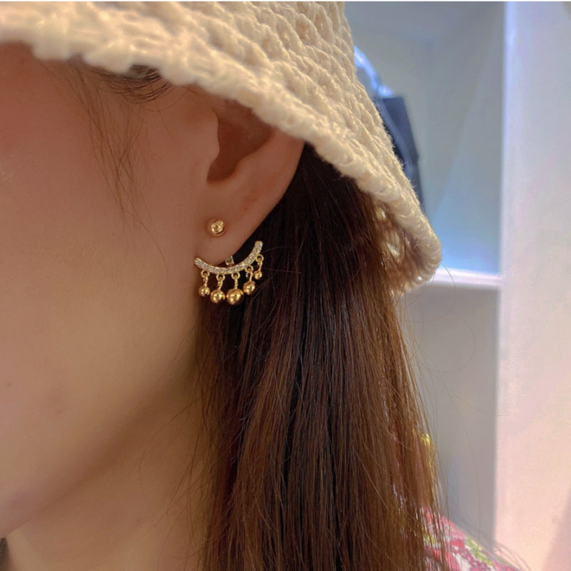 14K Gold-plated Zircon Half-Circle Earrings