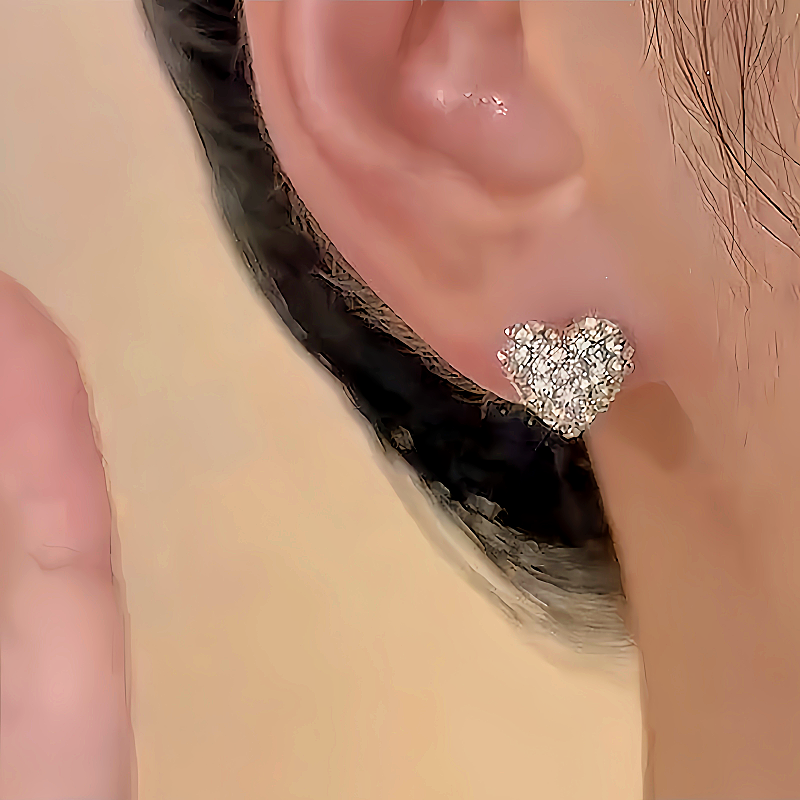 14K Gold-plated Zircon Heart Pearl Earrings