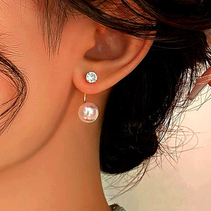 14K Gold-plated Zircon Pearl Earrings