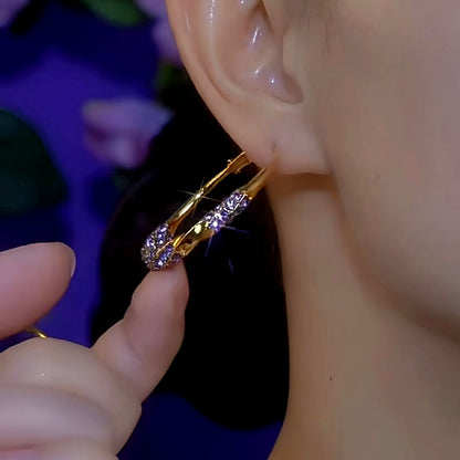 14K Gold-plated Zircon Purple Diamond Hoop Earrings