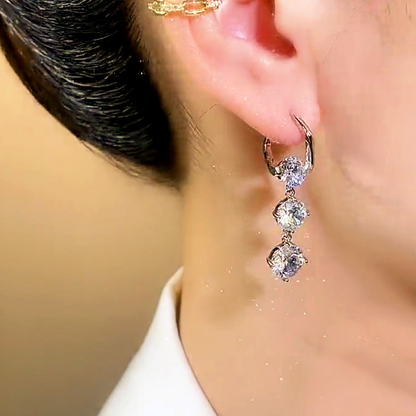 14K Gold-plated Zircon Tassel Earrings