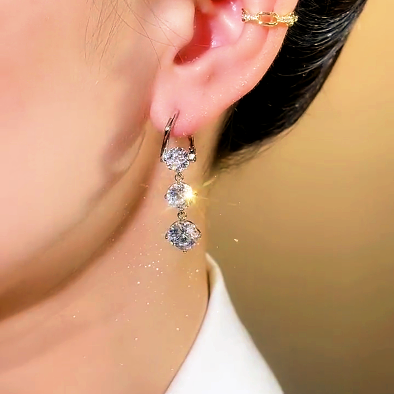 14K Gold-plated Zircon Tassel Earrings