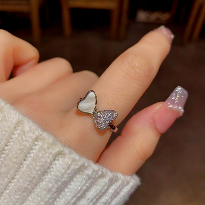 14K Gold Plated Adjustable Zircon Bling Shell Rings