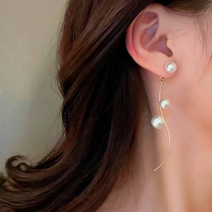 14K Gold-plated Artificial Pearl Earrings
