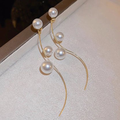 14K Gold-plated Artificial Pearl Earrings