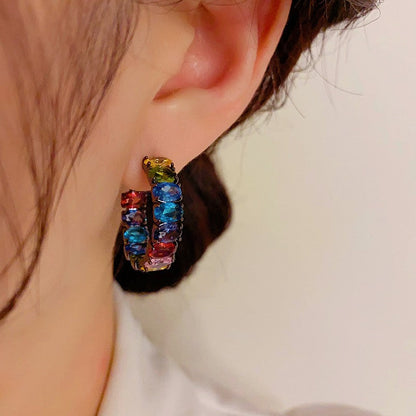 14K Gold-plated Black Hoop Earrings