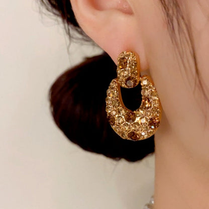 14K Gold Plated Brown Diamond Earrings