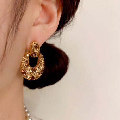 14K Gold Plated Brown Diamond Earrings