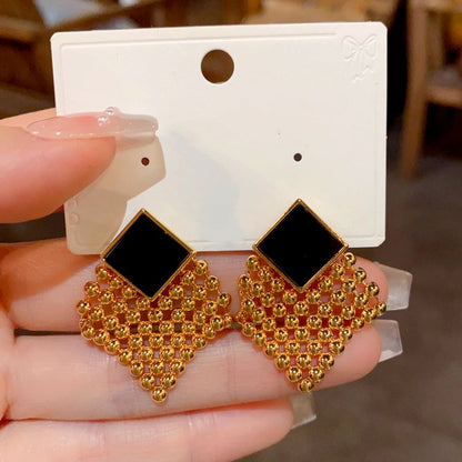 14K Gold Plated Crystal Tassel Earrings