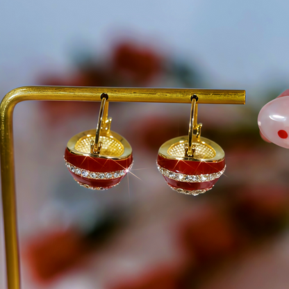 14K Gold Plated Diamond Basket Earrings