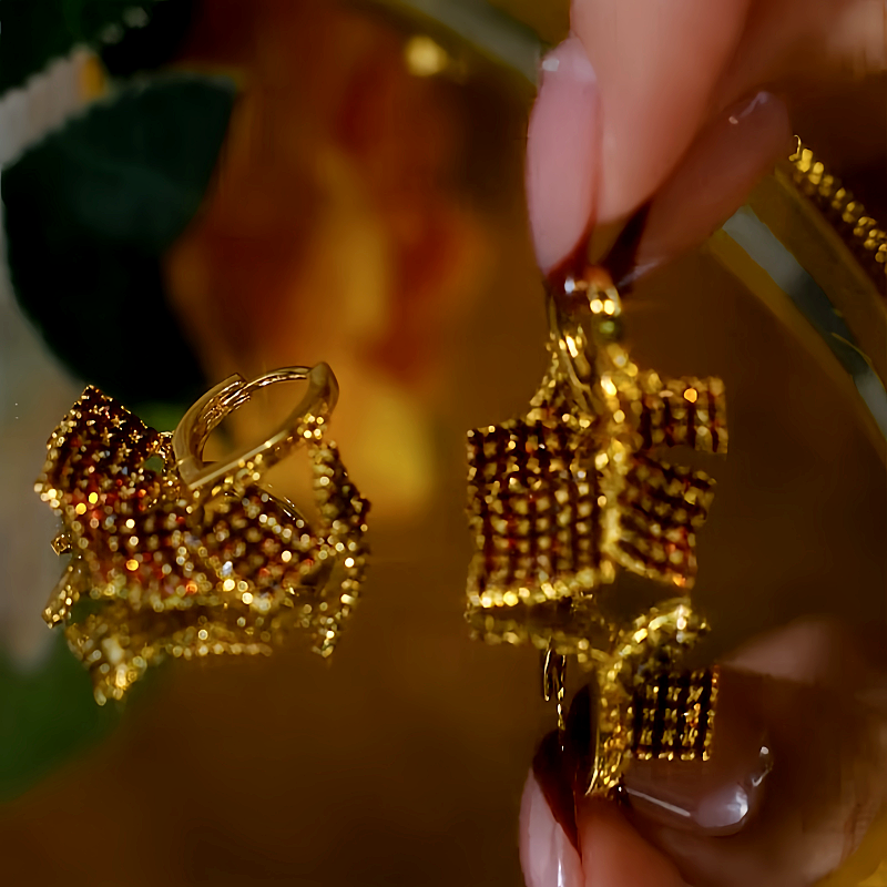 14K Gold Plated Diamond Tassel Earrings