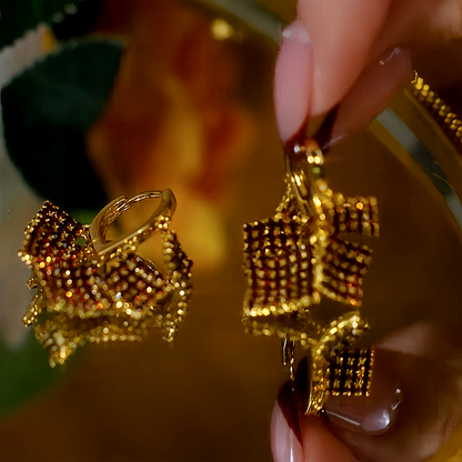 14K Gold Plated Diamond Tassel Earrings