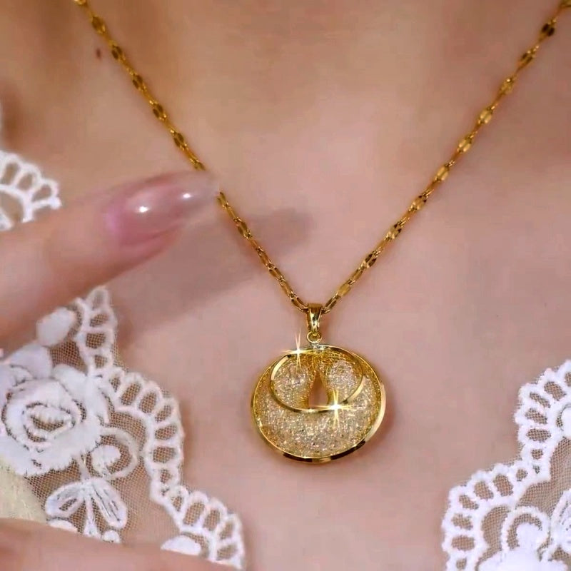 14K Gold Plated Elegant Mesh Circle Necklaces