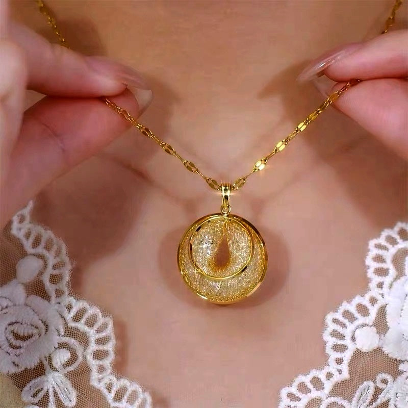 14K Gold Plated Elegant Mesh Circle Necklaces