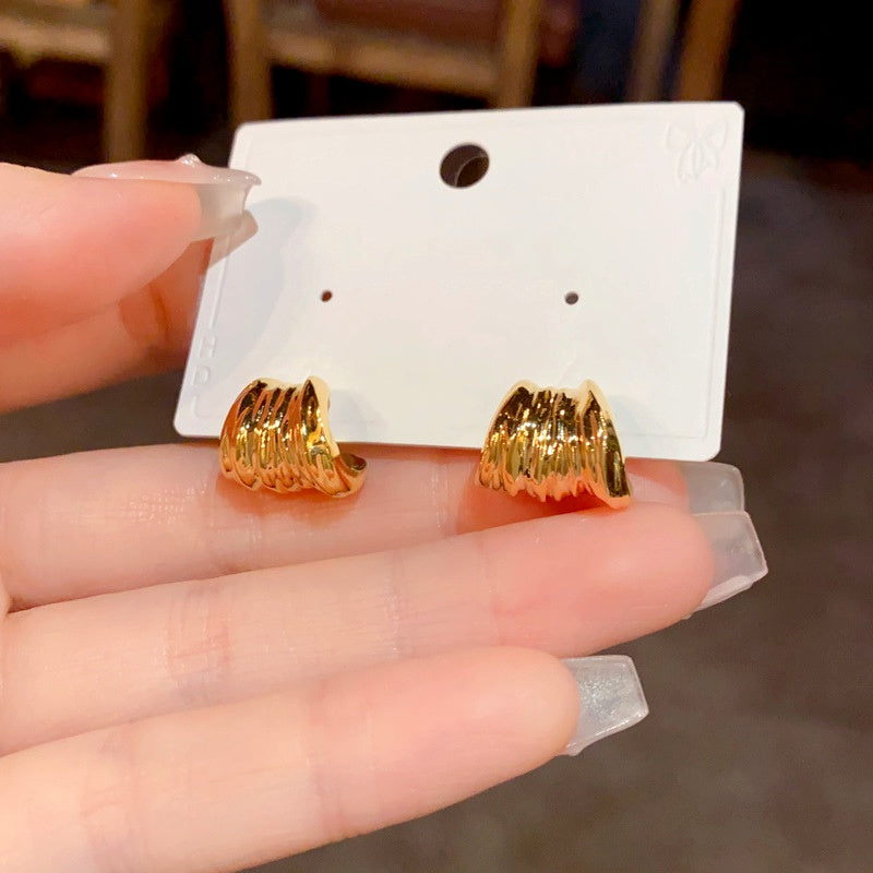 14K Gold Plated Folded Leaf Earrings