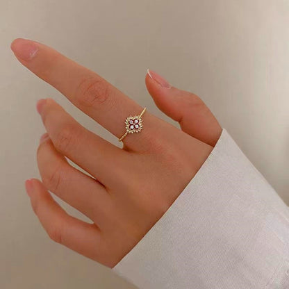 14K Gold Plated Adjustable Rhinestone Rings