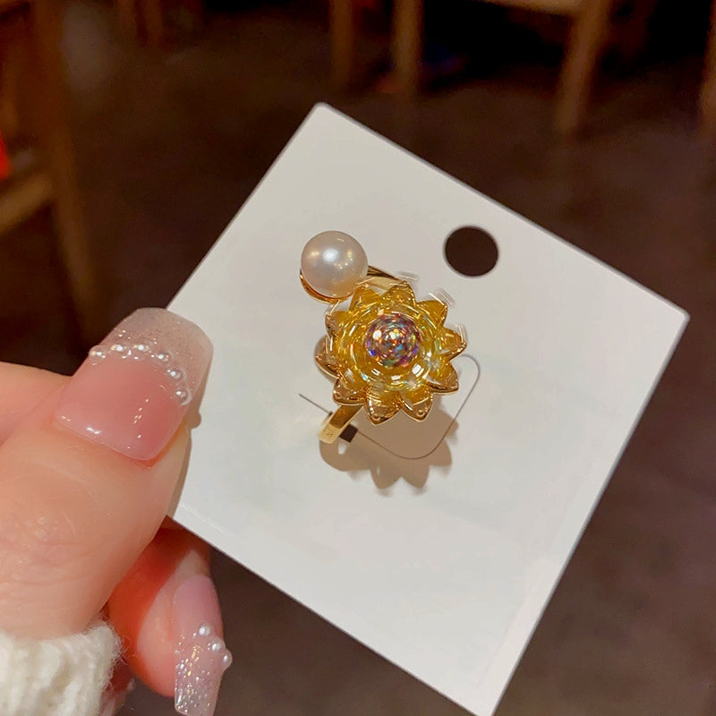 14K Gold Plated Adjustable Rotating Sunflower Rings