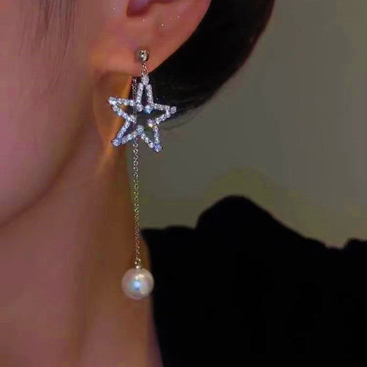 14K Gold-plated Star Pearl Earrings