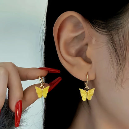 14K Gold Plated Zircon Butterfly Earrings