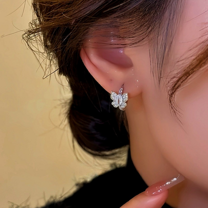 14K Gold Plated Zircon Butterfly Hoop Earrings