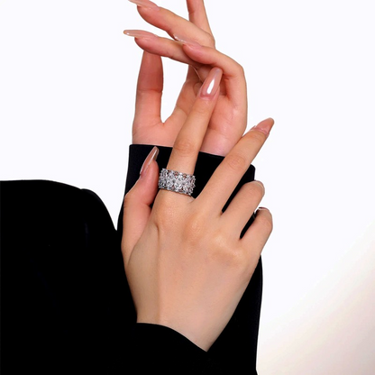 14K Gold Plated Zircon Flower Adjustable Rings