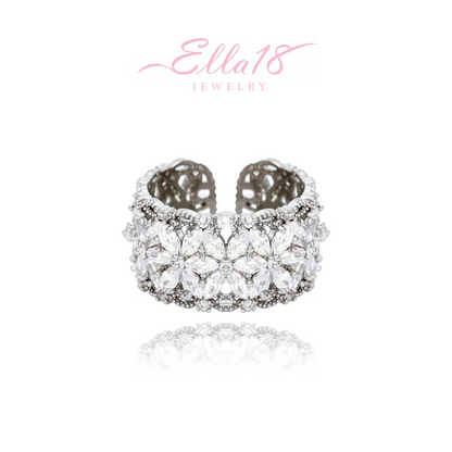 14K Gold Plated Zircon Flower Adjustable Rings