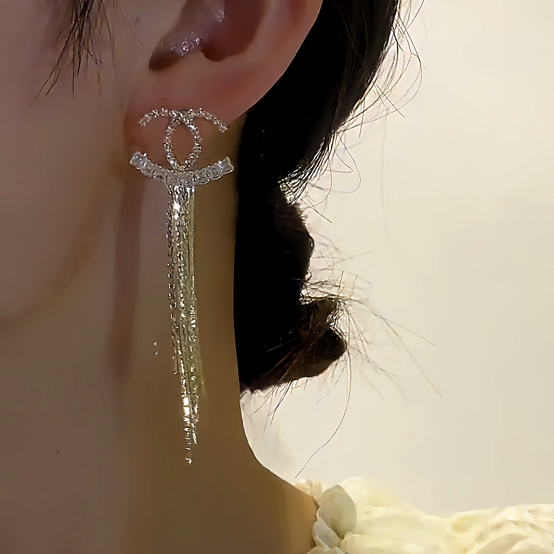 14K Gold-plated Diamond Tassel Earrings