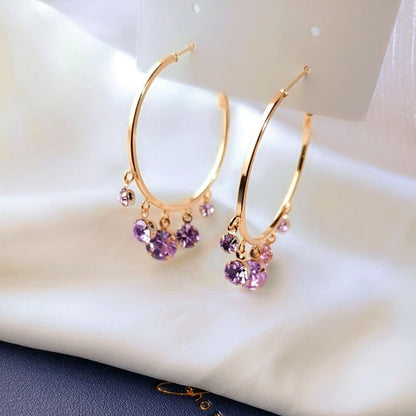 14k Gold-Plated Fancy Colored Diamond Hoop Earrings