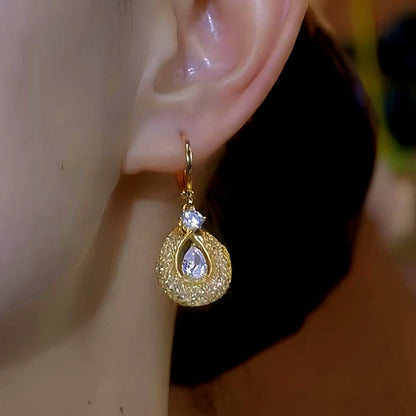 14k Gold-Plated Luxury Mesh Crystal Earrings