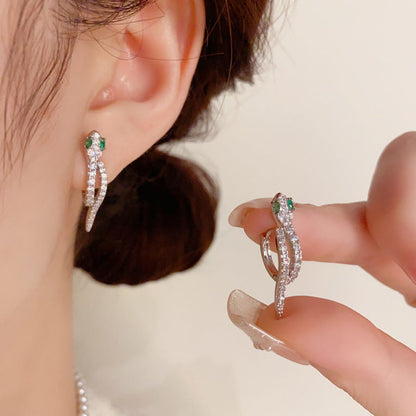14k Gold-Plated Zircon Snake Hoop Earrings