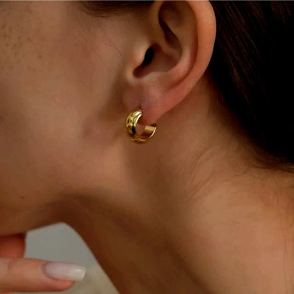 18K Gold-Plated C-Shaped Earrings