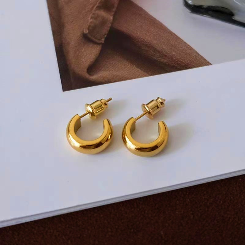 18K Gold-Plated C-Shaped Earrings