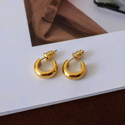 18K Gold-Plated C-Shaped Earrings