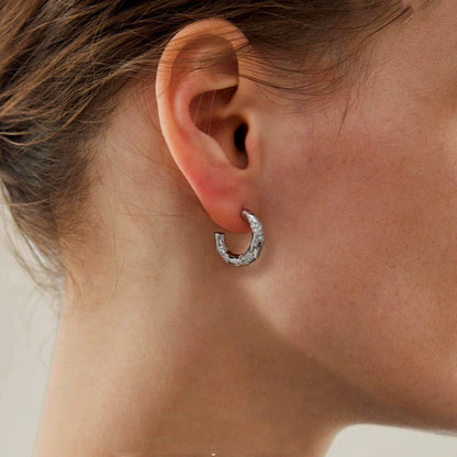 18K Gold-Plated Diamond-Studded C-Shaped Earrings