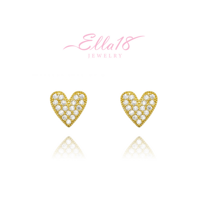 18K Gold-Plated Diamond Heart Earrings