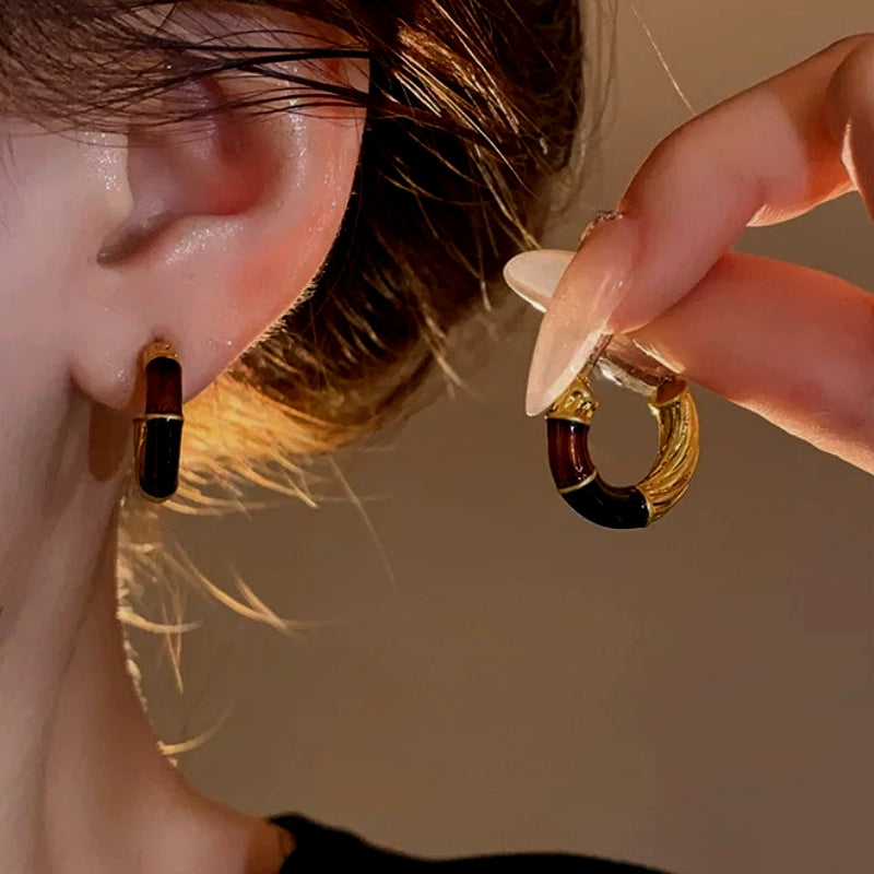 18K Gold-Plated Enamel Drip Earrings
