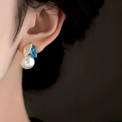 18K Gold-Plated Enamel Drip Flower Earrings