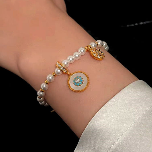18K Gold-Plated Exquisite Eight-Pointed Star Zircon Pearl Bracelet