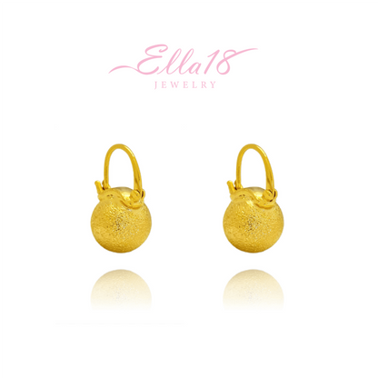18K Gold-Plated Gilded Sandalwood Bead Earrings