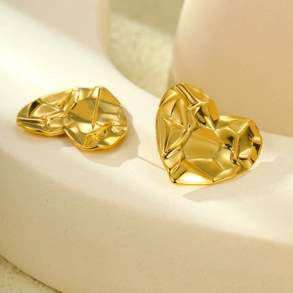 18K Gold-Plated Heart-Design Earrings