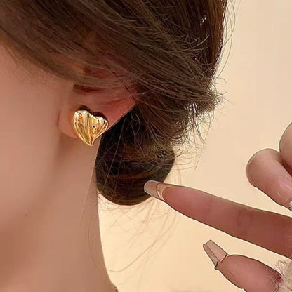 18K Gold-Plated Heart-Design Stud Earrings